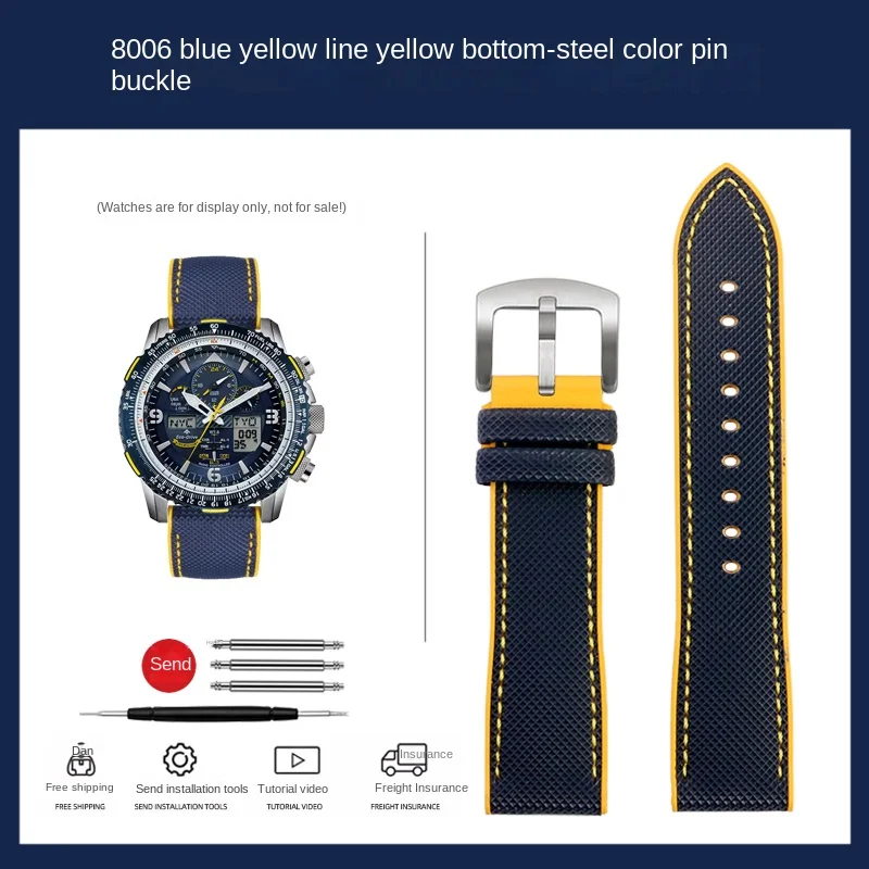 Citizen Blue Angel Men's Watch Strap - Eagle in the Air Nylon Rubber Band