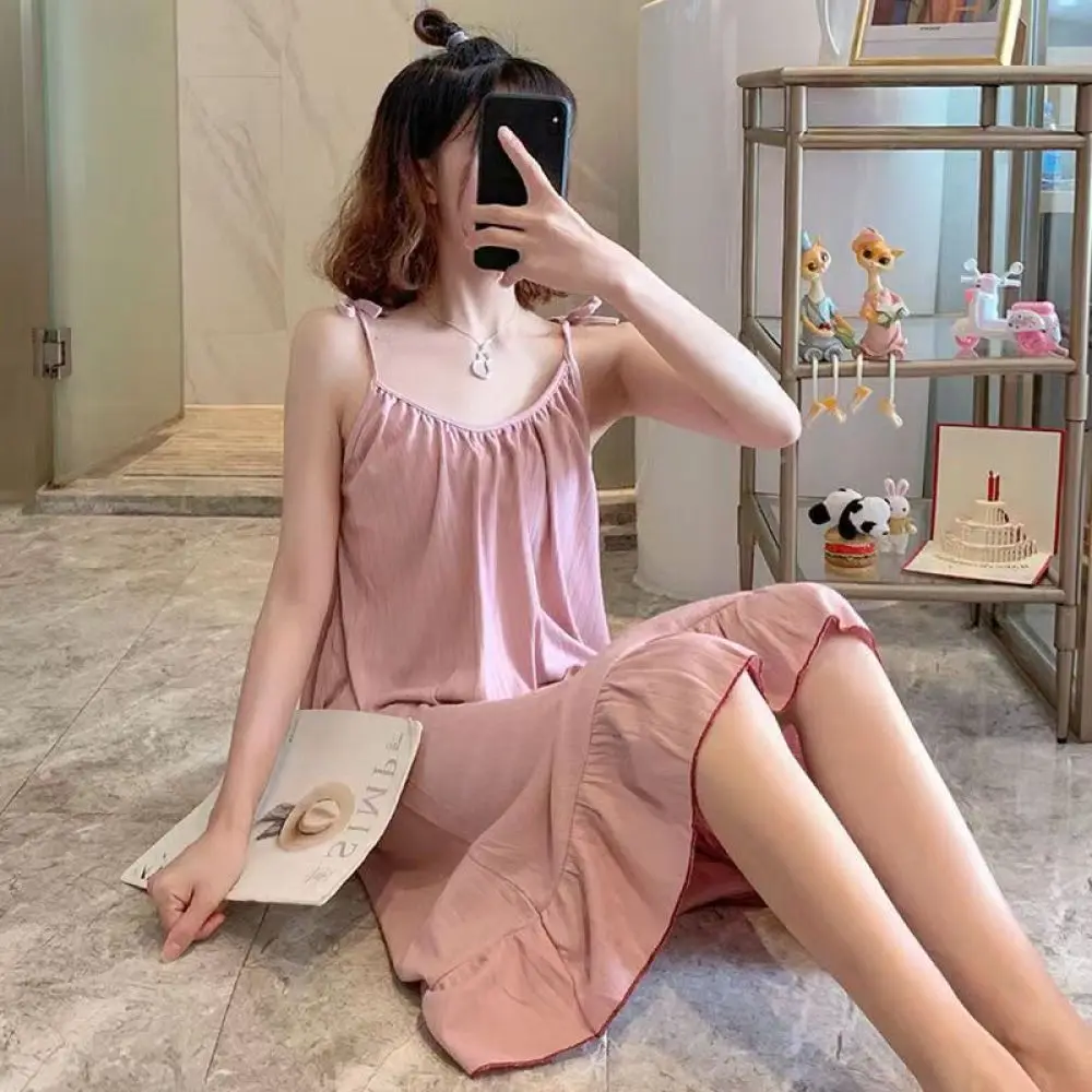 

Women Nightgowns Big Size 3XL Sexy Sleepwear Soft Nightwear Ruffles Sleep Dress Lingerie Gown Robe Mini Homedress Nightdress