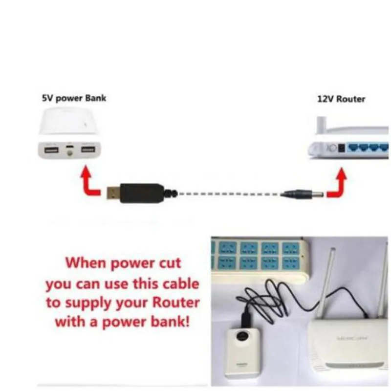 Universal USB to DC Power Boost Adapter Cable with Step-Up Voltage Converter 5.5mm/3.5mm Plug