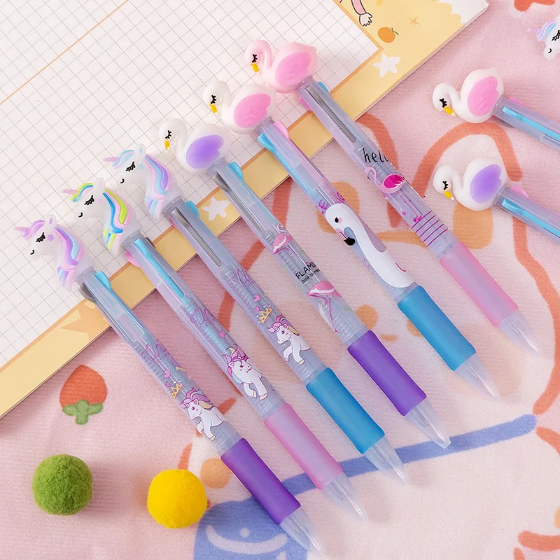 AUAUY Stylo 10 Couleurs En 1 - Stylo Bille Rétractable 0.5mm Avec Embout Animé Pour Enfants Et Bureau