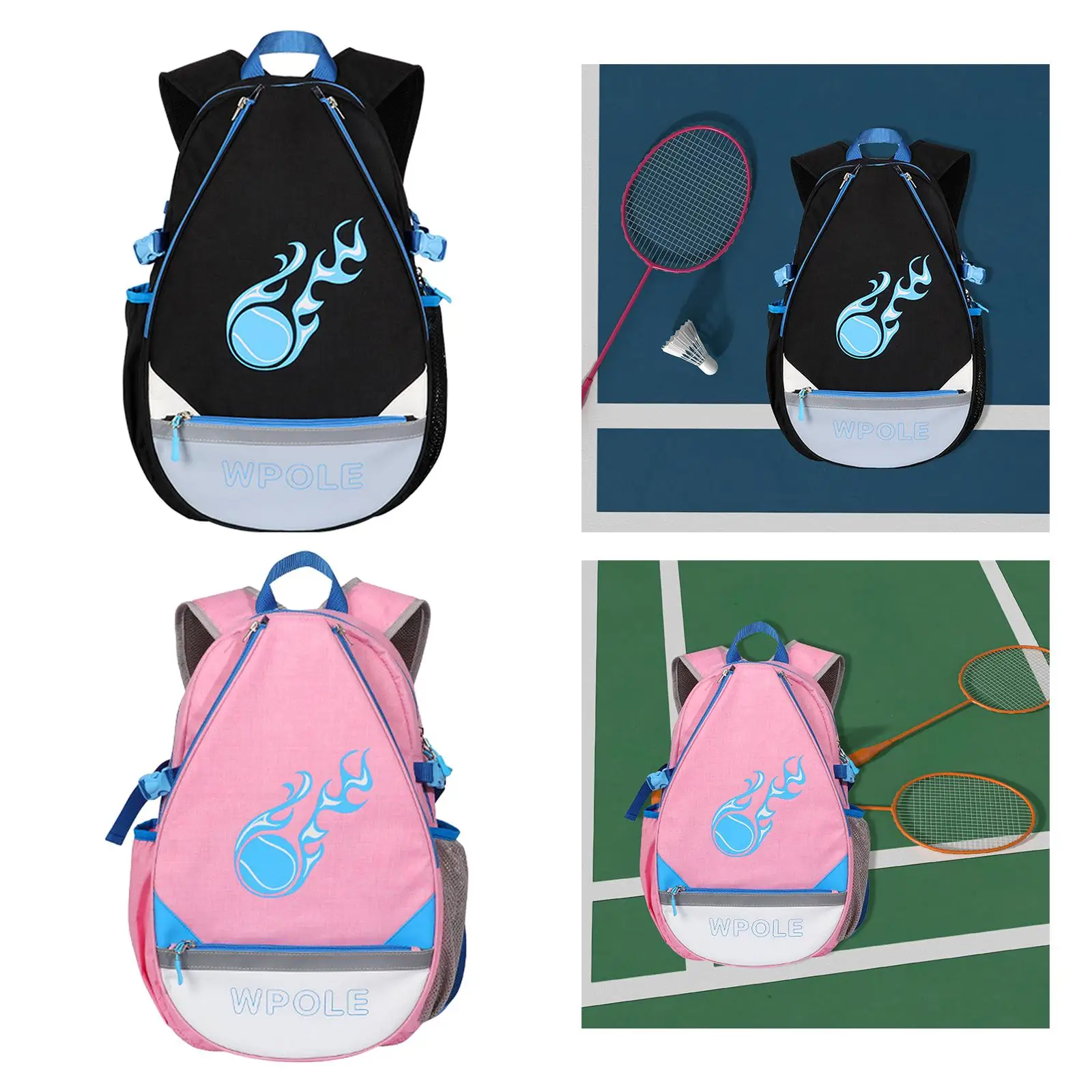 Tennis Bag Accessories Storage Pocket Waterproof Badminton Bag Sports Backpack for Men Women Tennis Badminton Beginners Ladies