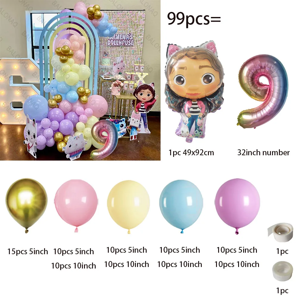 Ensemble de ballons numérotés pour la décoration de fête d'anniversaire de  fille, fournitures de fête préChristophe, ensembles de jouets pour enfants,  maison de courses de Gabby, rose, violet, 1, 2, 3, 4, 5 ans