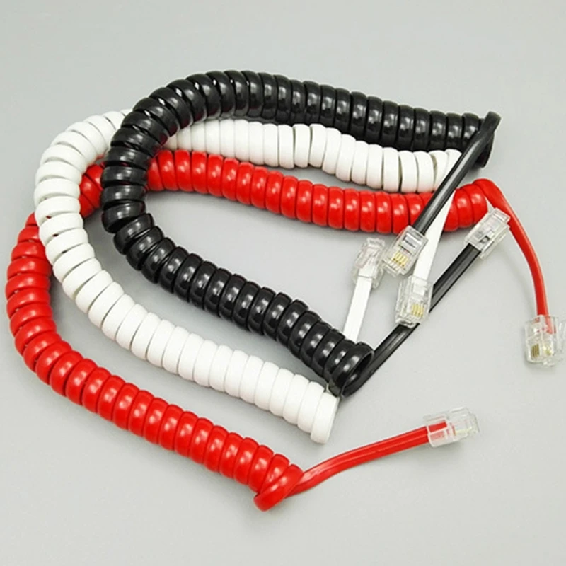 Four-core Telephone Handset Cable Cord 6Ft Modular Coiled Telephone Handset Cord