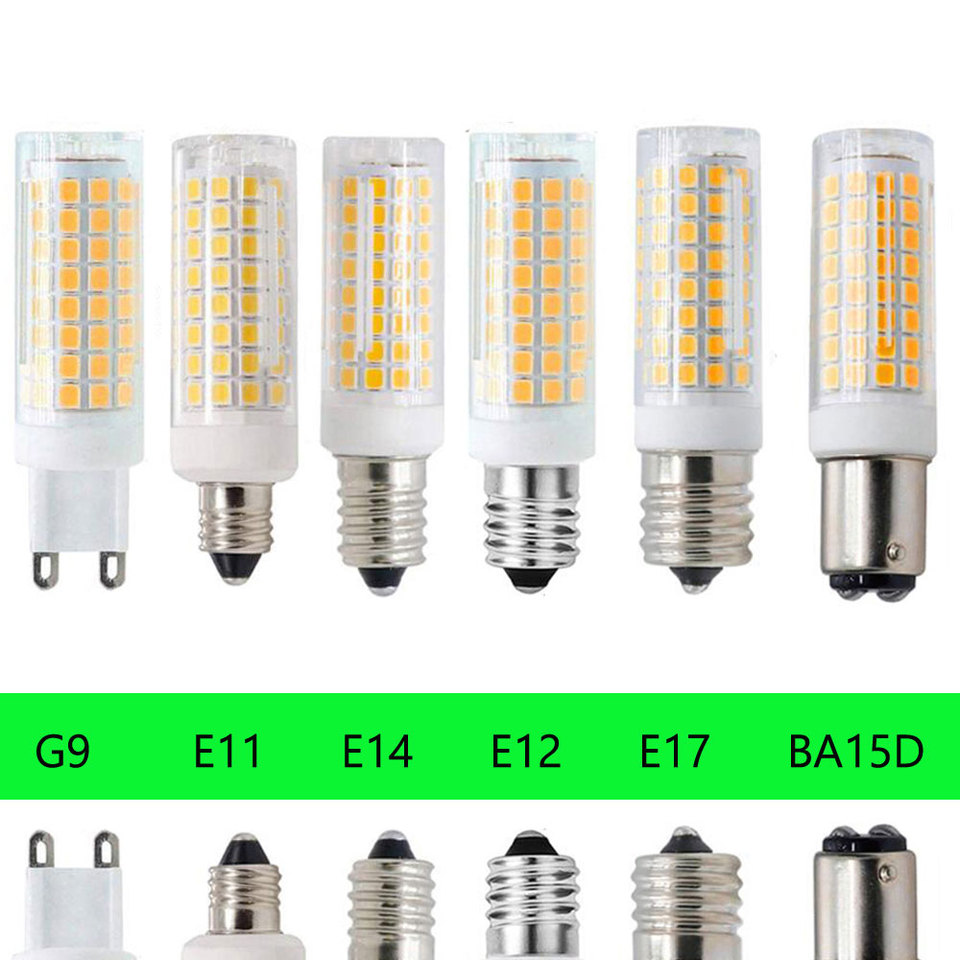 Brightness 102 LEDs G4 G9 BA15D E11 E12 E14 E17 LED Lights Corn Bulbs 9W Replace 80W Halogen Lamps AC 220V 110V for Home House