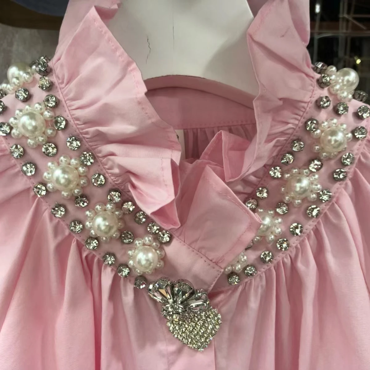 Роскошные стильные хлопковые рубашки и блузки с вышивкой бисером и стразами для женщин 2024 однобортные Топы с длинным рукавом блузы рубашки