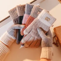 Women Men Warm  Screen Gloves Stretch Knit Mittens Wool Full Finger Guantes Female Crochet Glove - Image 4