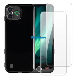 Soft Case with Dual Tempered Glass Screen Protectors for Enhanced Full - Body Protection (Black)