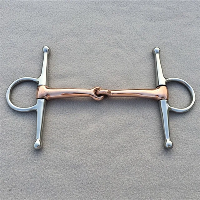 Full Cheek Stainless Steel Equestrian Flexible D Ring Loose Set Horse Bit Buckle Double Joint Copper Mouth 2
