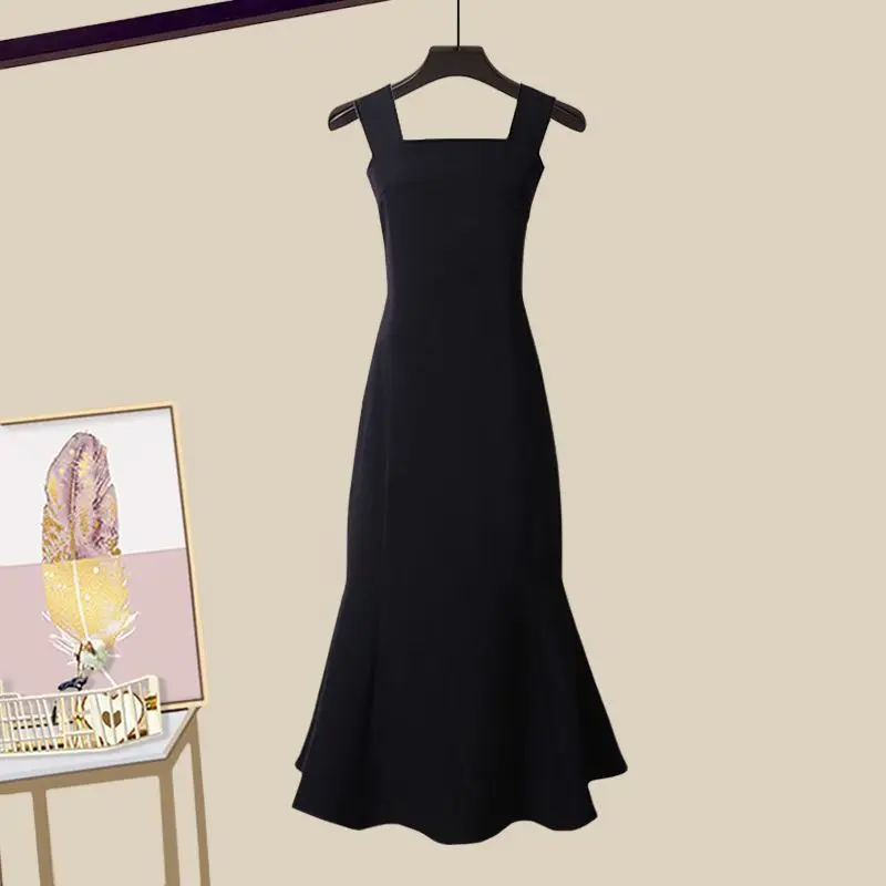 Spring and Autumn Season Set Women's New Western Style Age Reducing Sweater Slim Slim Slim Hanging Dress Two Piece Set