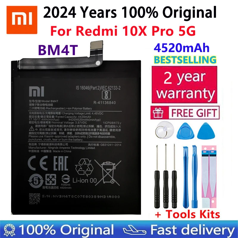 

100% оригинальный новый высококачественный Сменный аккумулятор для телефона Xiao Mi BM4T для Redmi 10X Pro 5G 4520 мАч аккумулятор