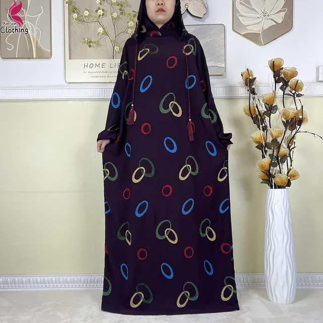 Abaya musulmane à double chapeau pour Ramadan, vêtements de prière africains, coton solide, broderie, adt, dubaï, turquie, islam, nouveau, 2025
