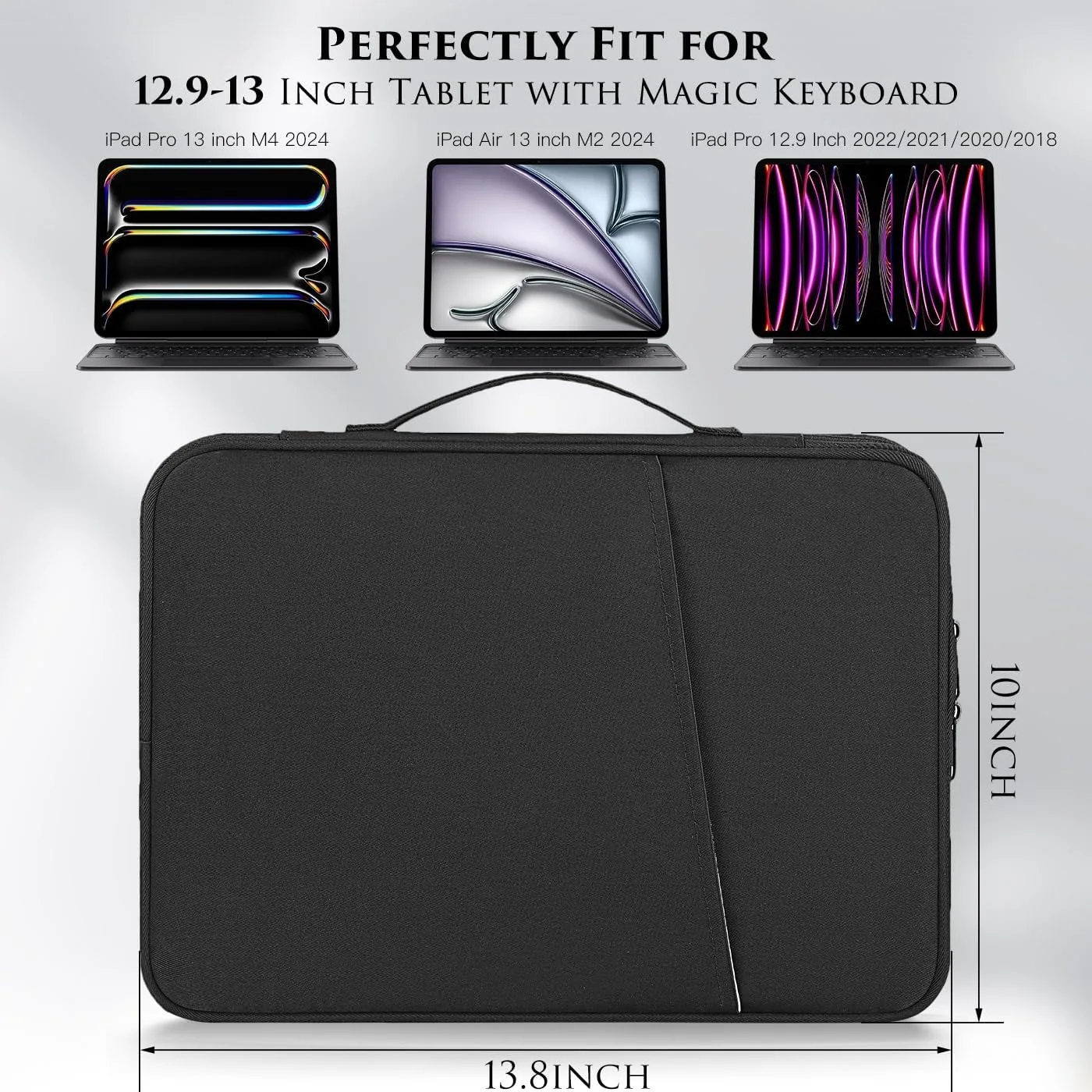 Shockproof Portable Tablet Storage Sleeve with Dual-Way Zippers