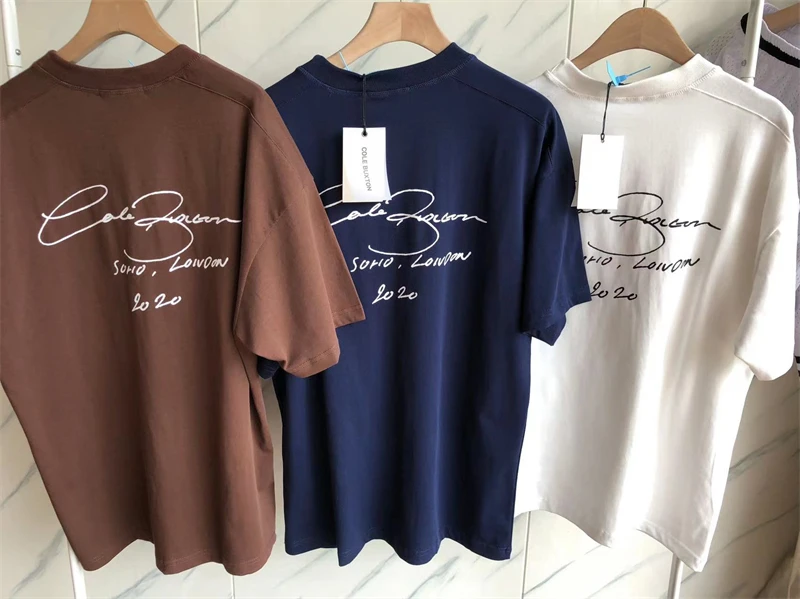 

23SS High Quality 1:1 Oversized Cole Buxton Scrawled Slogan T Shirt Brown Royal Blue Black White CB Tee With Tag Fashion