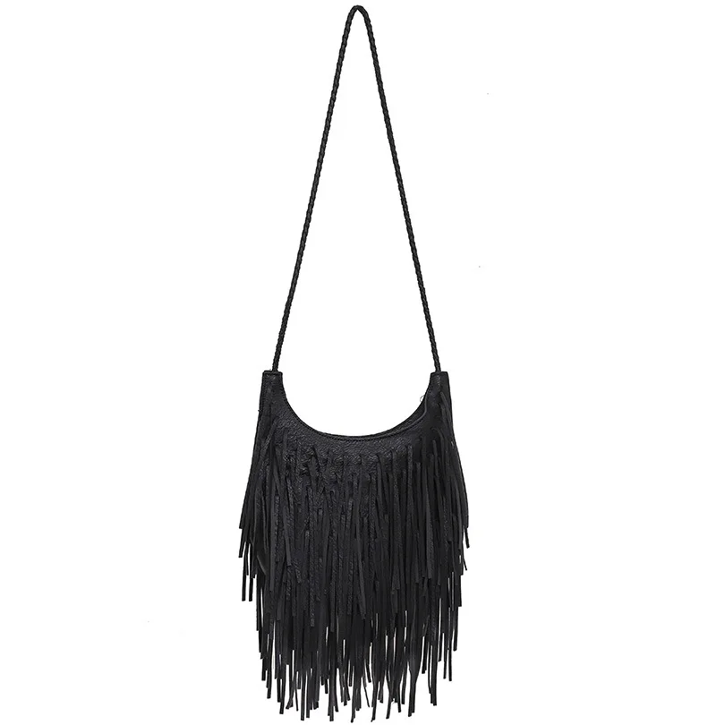 Long Tassel Design Women Crossbody Bags Soft PU Leather female Shoulder Bag Weave messenger Sling bag small bolsa feminina