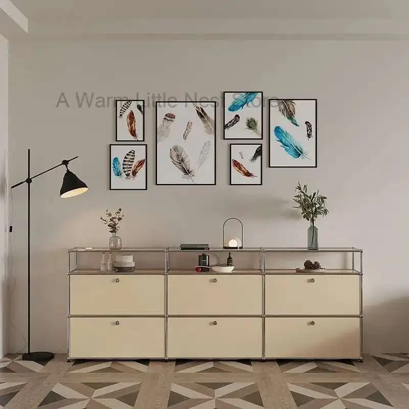 USM Haller Storage Cabinet Sideboard Living Room Stainless Steel Metal Legs Modular Storage Kitchen Chest of Drawers,Cream White - AliExpress 