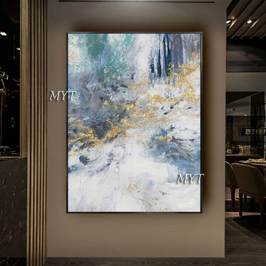 

Acrylic Wall Decor Art Gold Foil Design Handmade Abstract Oil Painting Showpiece For Home Decoration No Framed Modern Picture