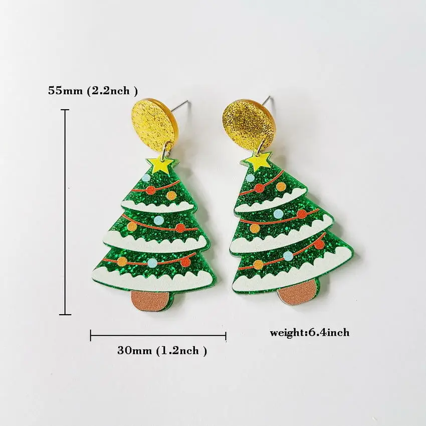 Acrylic Christmas Tree Earrings | Christmas Tree Dinosaur Bauble ...