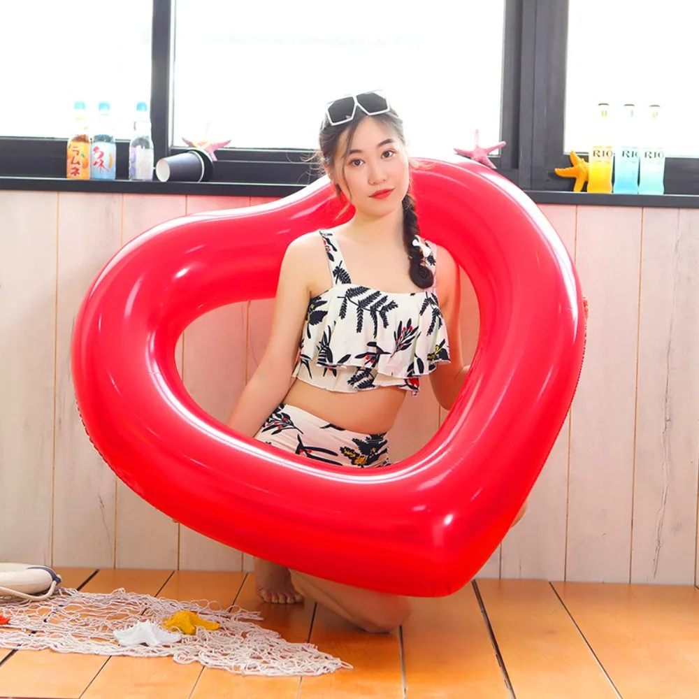 인터넷 유명인 촬영 소품 대형 스팽글 로즈골드 러브 수영 링 풍선 하트 모양