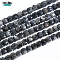 A+ Natural Larvikite Black Labradorite 6.5-7mm Square Faceted Silver Flash Beads for DIY Jewelry, Protection Stone Crafts 1