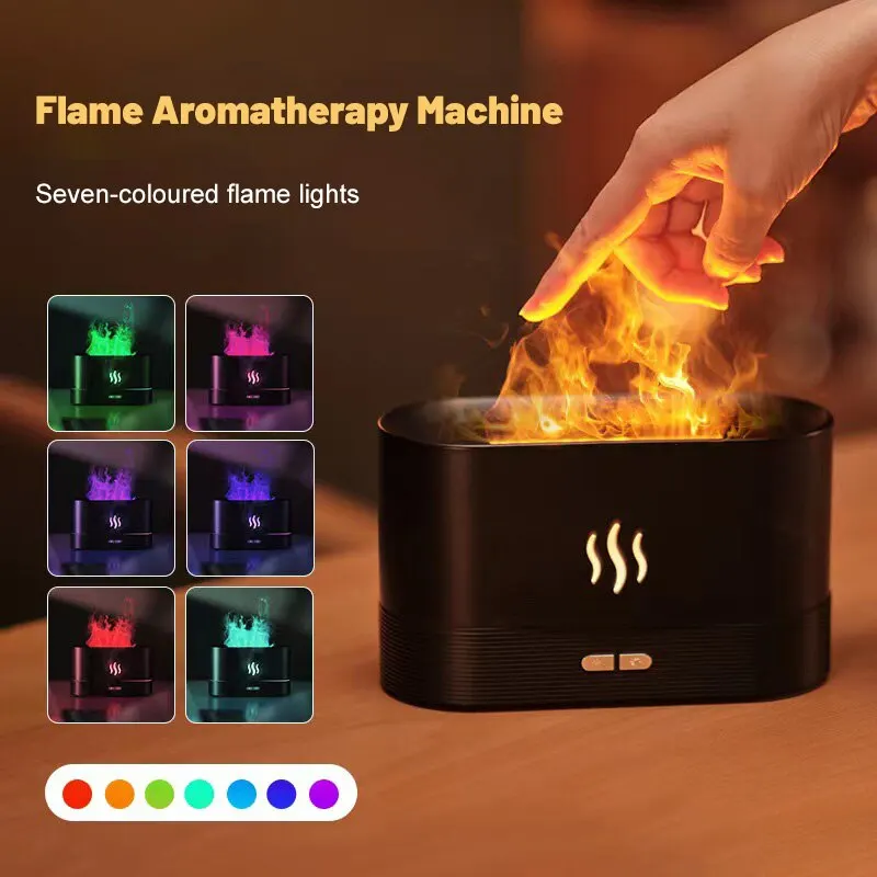 Humidificateur d'air à ultrasons avec éclairage LED, machine à parfum à flamme colorée, simulation de parfum