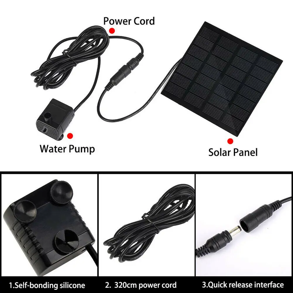 Solar Panel Powered Water Fountain Pool Pond Garden Water Sprinkler Sprayer with Pump & Spray Heads Aquarium fountain