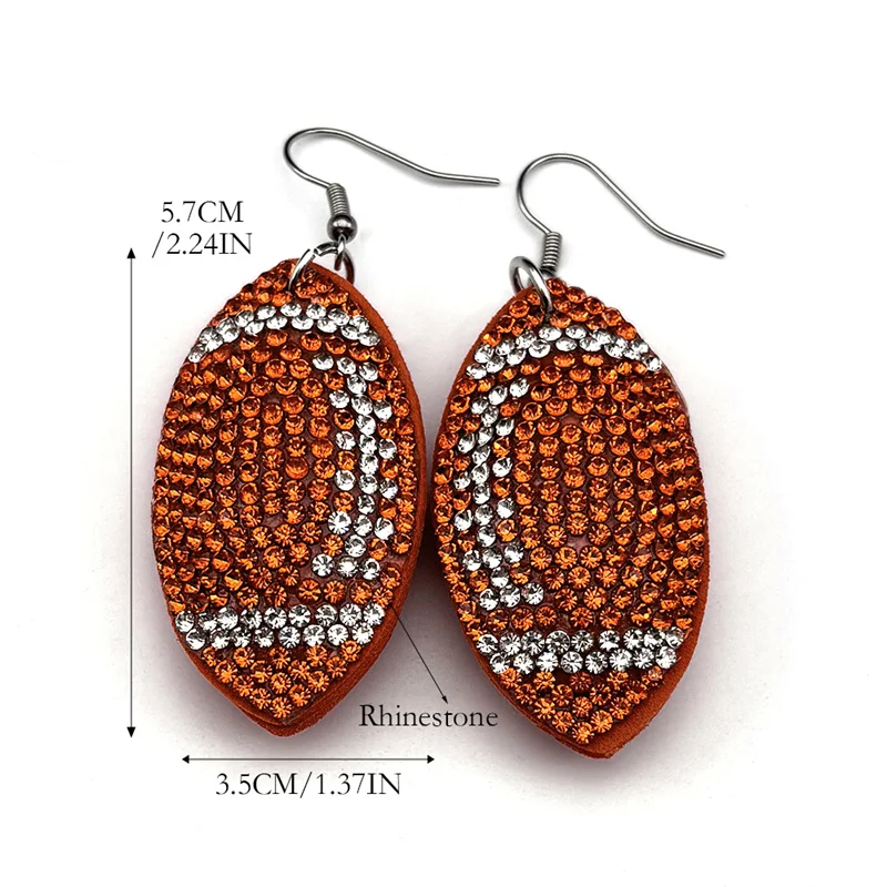 Rugby American Football Balls Baumeln Ohrringe für Frauen Männer Kristall Schwarz Farbe Sport Stil Ohrringe Schmuck joyeriaZZ1063 – Detail 2