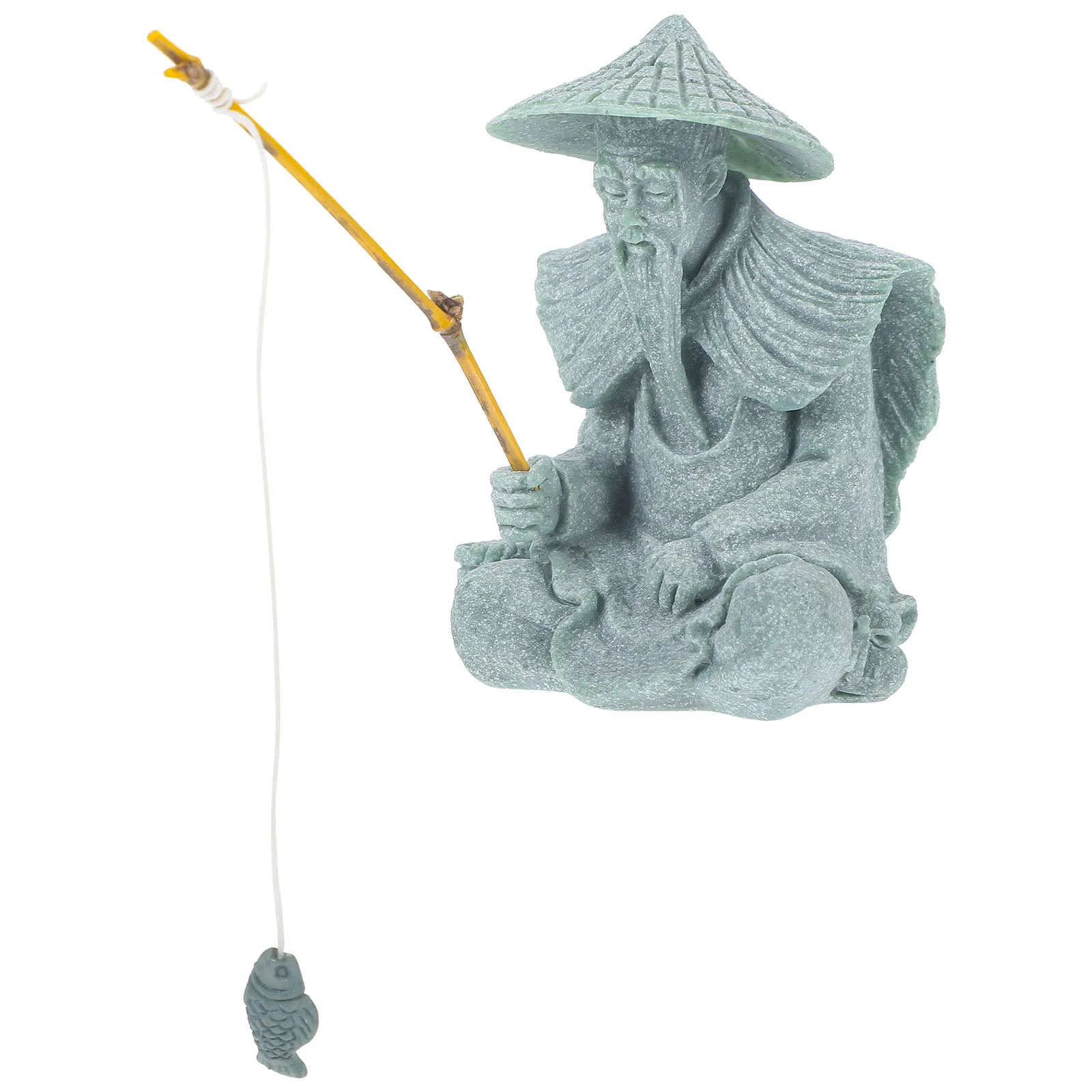 

Rockery Fish Tank Aquarium Fisherman Ornament Models Micro Landscape Decor Decoration Desktop Figure Mini Statue