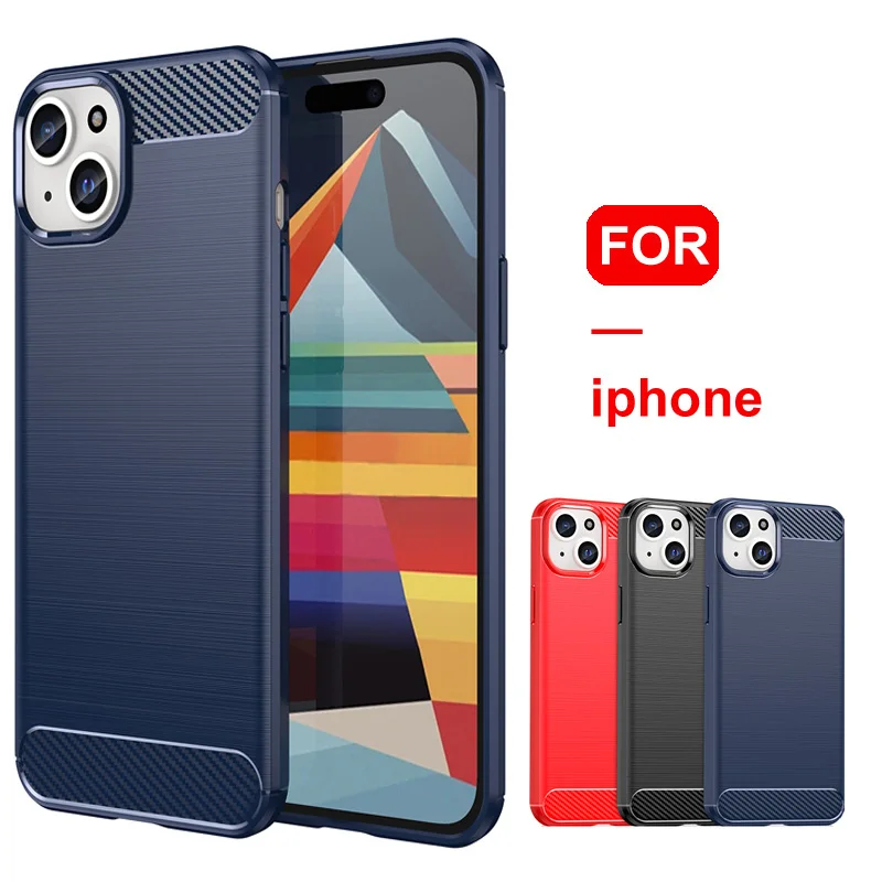 Custodia in fibra di carbonio per iPhone 15 14 13 12 11 Pro Max Mini Cover posteriore per telefono per iPhone 15 8 7 6S Plus X XR XS Max SE 2020 Coque_voghion.com