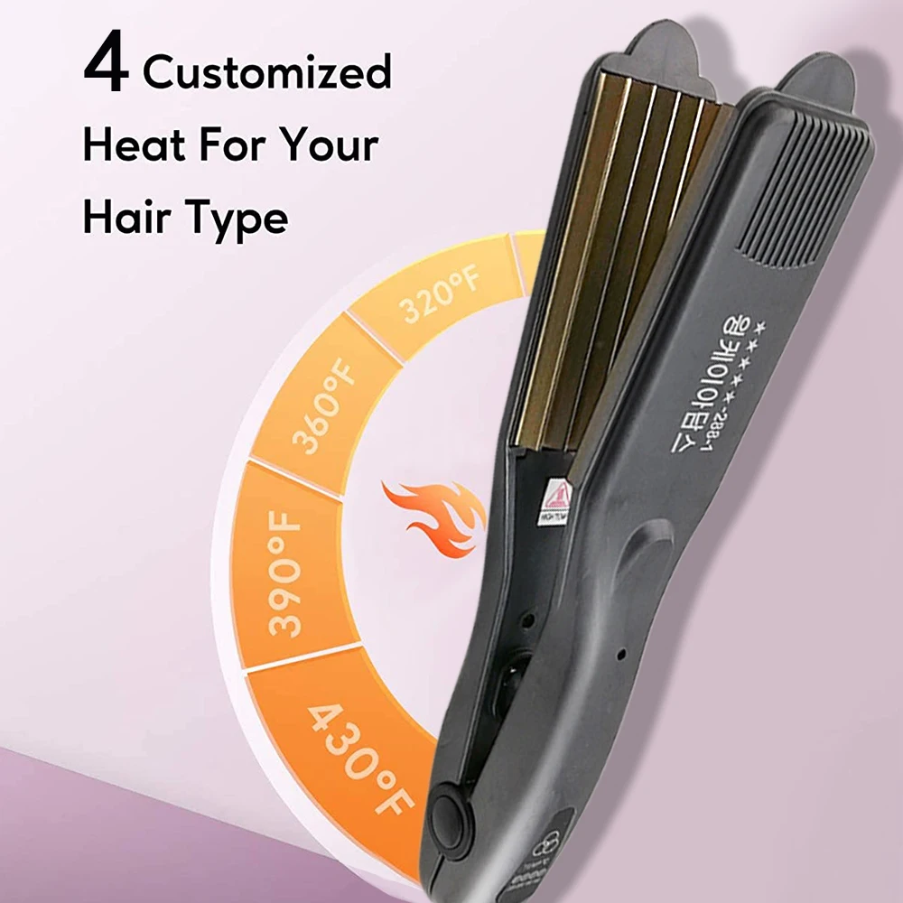 Professional Fluffy Hair Curler Corrugated Plate Wave Iron Flat Iron Fast Curling with Temperature Control Waving Styling Tool hair curler
