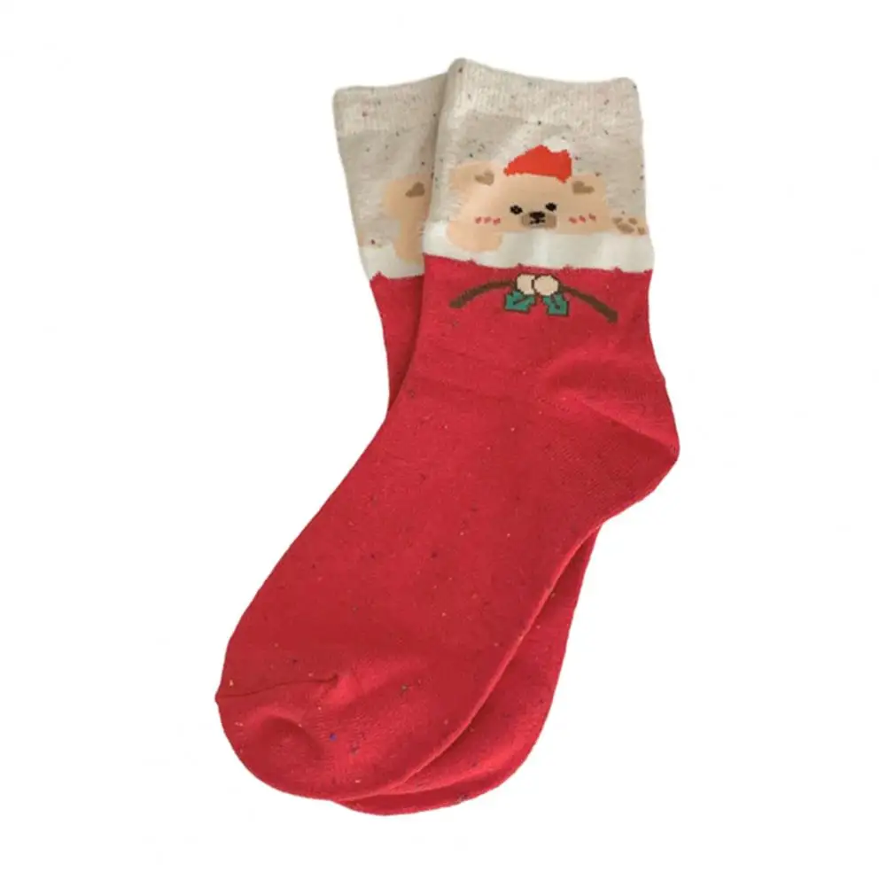 

Christmas Socks Christmas Elk Snowman Print Mid-tube Socks for Women Thick Warm Anti-slip Winter Socks with Good Elasticity Soft