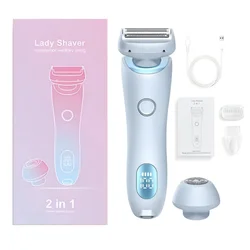Women's Painless Electric Shaver & Portable Bikini Trimmer (Blue)