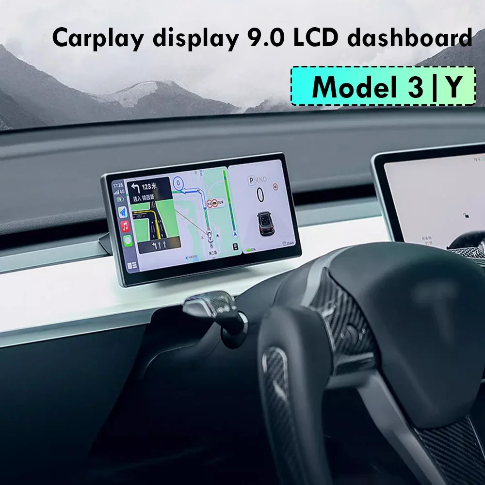 

Carplay Display 9.0 LCD Dashboard For Tesla Model 3 Y 2019-2023 Dashboard Performance Digital Display HUD Dashboard CARPLAY GPS