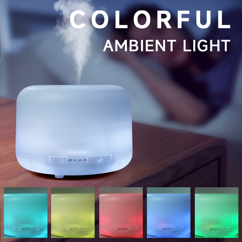 500ml Essential Oil Diffuser Remote Control, Ultrasonic Air Humidifier Aroma Fragrant Oil Vaporizer Timer and Auto-Off 1