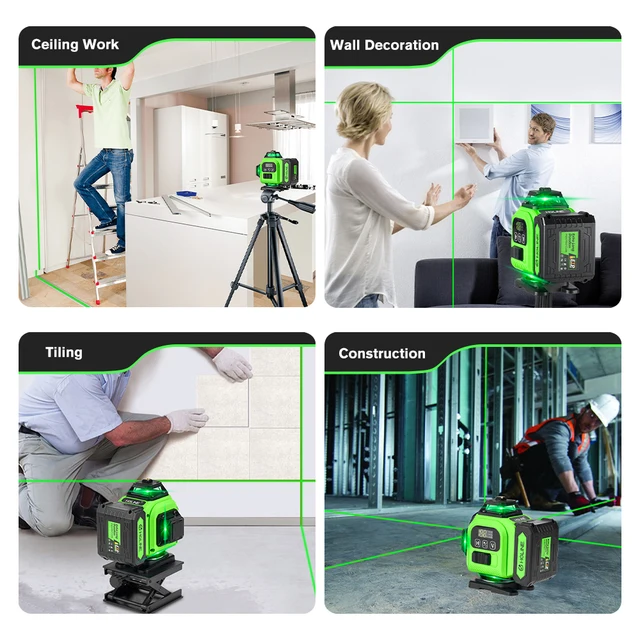 HGLINE 16 Lines Laser Level Professional 4x360° Cross Horizontal Vertical Levels Machine APP Remote Control Laser Level Tool 2