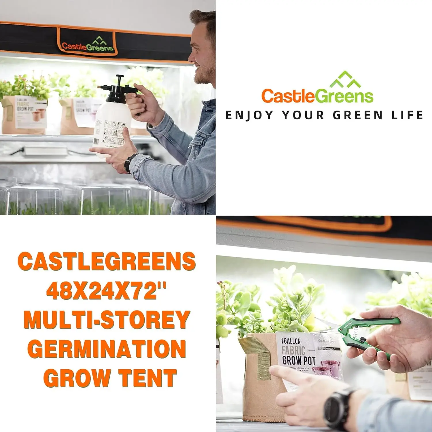 48"x24"x72" Multi-Storey Grow Tent Extra-Large Observation windows Heavy-Duty 600D Mylar Plant Tent Waterproof Growing Tents