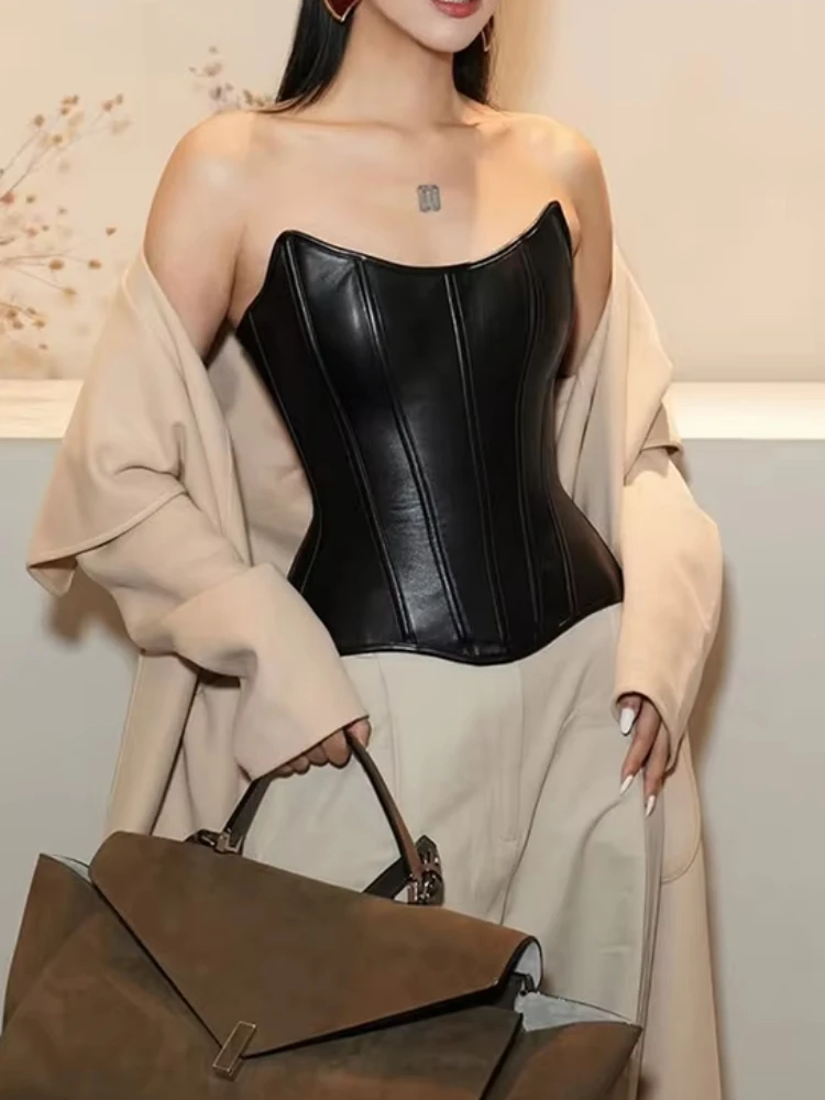 Nibber Irregular Hem Tank Top Women Sexy Faux Leather Fashion Casual Sleeveless Patchwork Coquette Midnight Party Club Vests