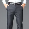 Men's Spring Autumn Solid High Waist Button Pockets Zipper Casual Suit Workwear Formal Trousers Fashion england style Pants 1