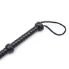 44.5cm Black Leather Woven Long Handle Silver Thread Tassels Horse Whip Riding Crop Flogger Paddle Slapper Horse Training 5