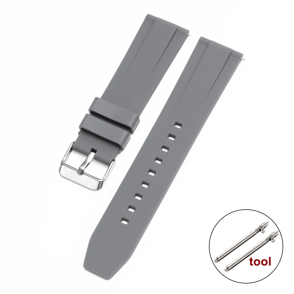 Universal Waterproof Silicone Sport Wristband - Quick Release Rubber Watch Band
