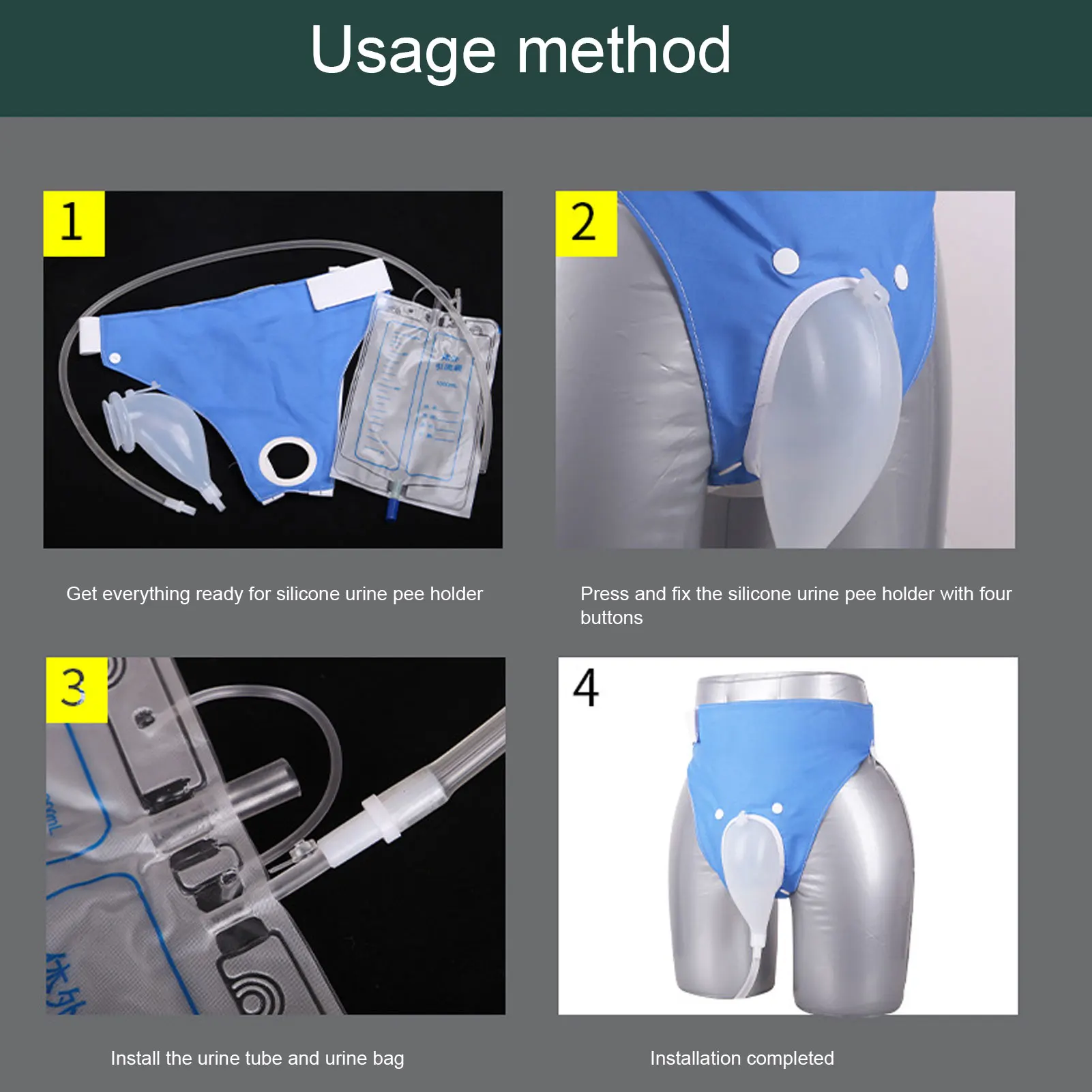 Urinal Pee Collector Urine Pee Holder Portable Wearable Reusable Silicone Urine Collection Bag for Elderly Men 1000ML 2000ML male urine collector