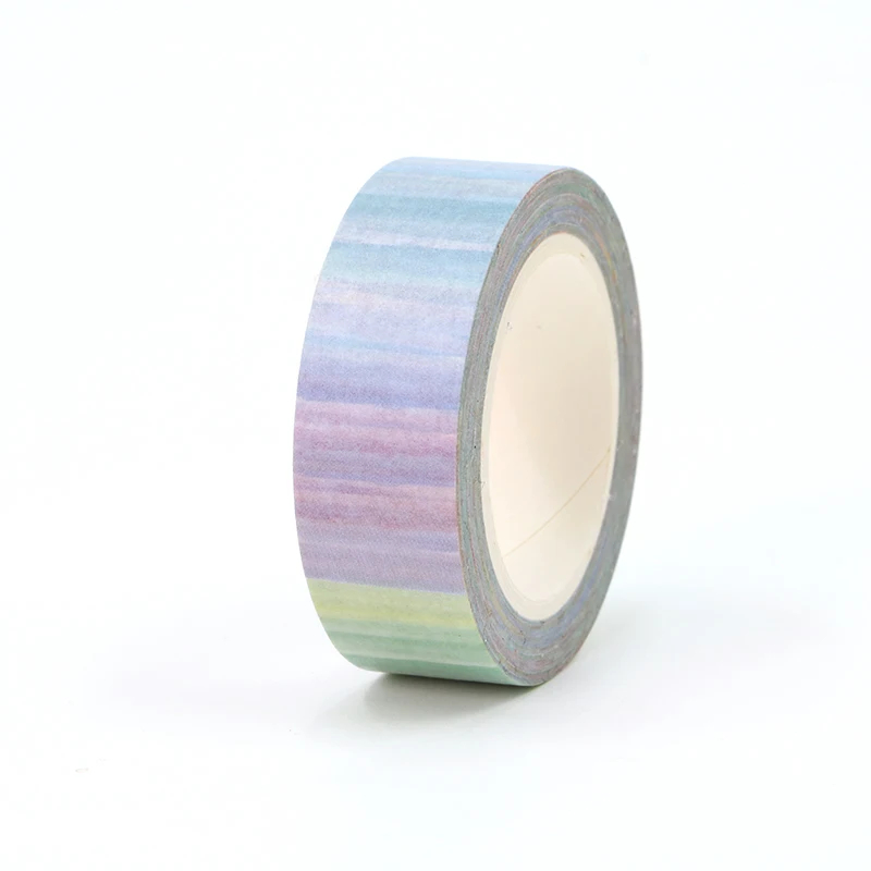 NEW 1PC 10M Cute Watercolor Rainbow Stripes Washi Tape for Scrapbooking Adhesive Decorative Masking Tape Journal Stationery 6