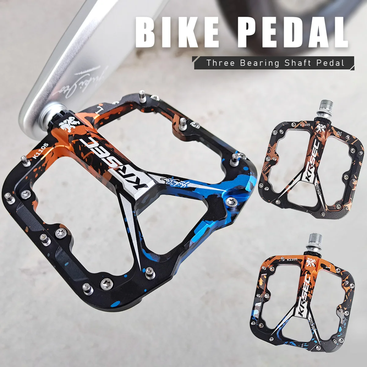 KRSEC K1105 Polychrome Bicycle Pedals Aluminum Alloy BMX MTB Road