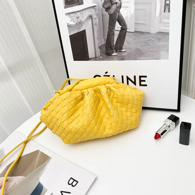 Luxury Ladies Weave Bag Soft Leather Crossbody Shoulder Bags For Women 2022 Fashion Female Brand Handbag and Purse Lady Hobo Bag Yellow