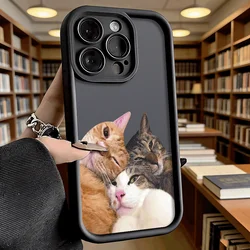 Three Cute Cats Snuggling Shockproof Soft Phone Case - Anti - Slip & Anti - Fall Cover for Redmi Note 9 Pro 5G (Black DQMYTYCDP)