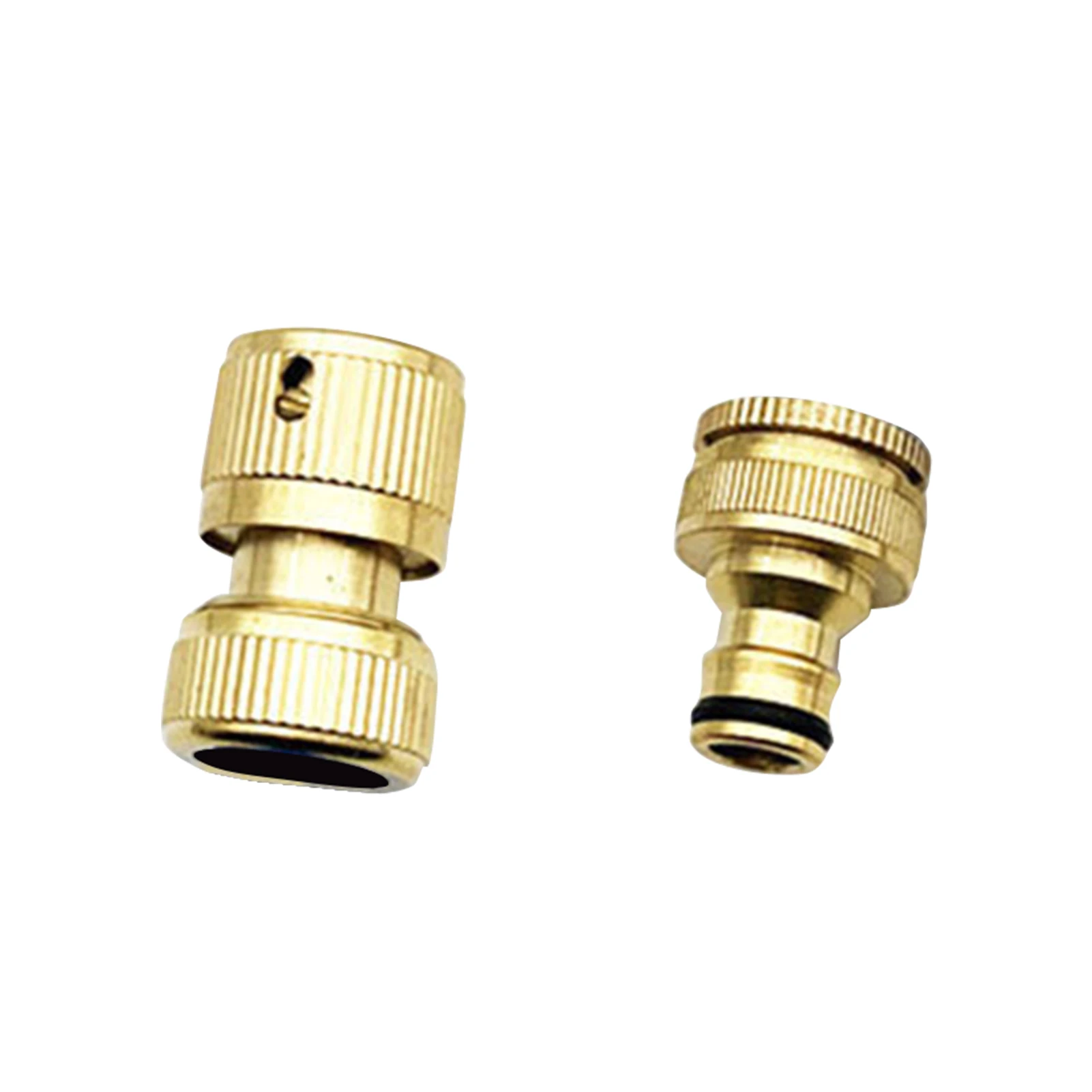 

2pcs Brass Tap Connector Set Outdoor Faucet Durable Watering Fitting Threaded Garden Hose 2 In 1 Adapter Leakproof Accessories