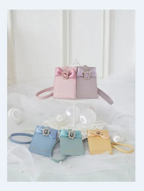 Japanese Style New Cute Gem Card Holder Fashion Rhinestone Bow Bag Charm Hairpin Pencil Case Female Girls Lolita Cosmetic Bag 2
