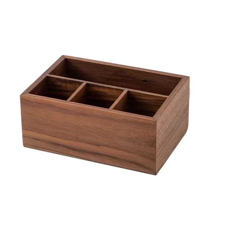 Black walnut multifunctional storage box Solid wood living room remote control desktop storage box cosmetics organizer box S7b22b092409f4e1d838f0cac40874398F