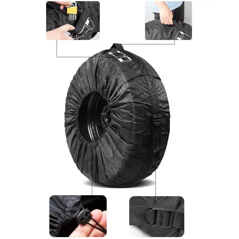 Spare Tire Cover Dust-Proof Portable Wheel Bags For Tires Machine Washable Winter Wheel Storage Tote Spare Tire Storage With