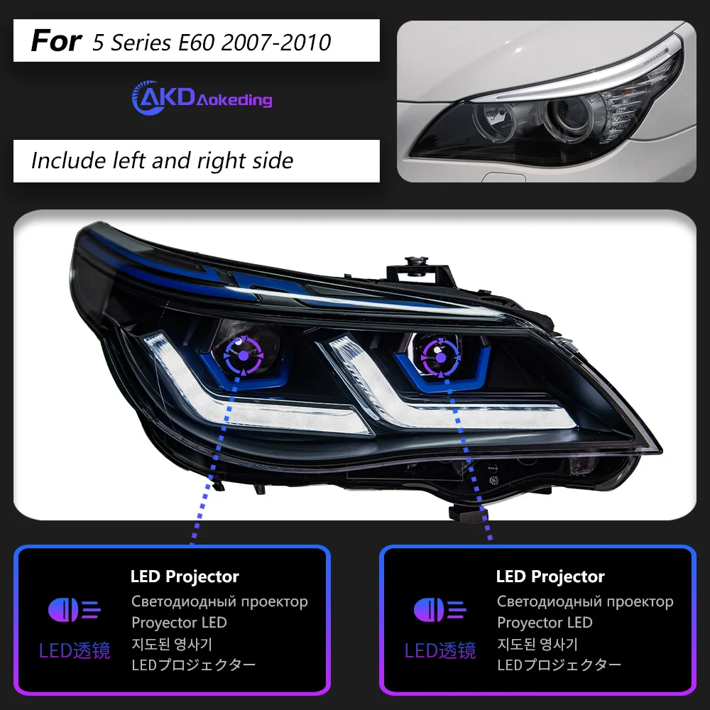 BMW E60 523i 530i,エンジェルアイ,2003-2010用の車のヘッド BMW E60 523i 530i,エンジェルアイ,2003-2010用の車のヘッド