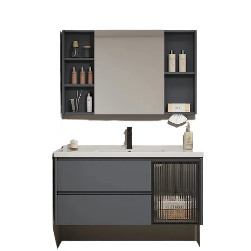 Nordic Industrial Style Bathroom Cabinets Organizador Vanity Design Smart Mirror Cabinets Aluminium Furniture Para Bano FYBC